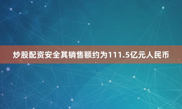 炒股配资安全其销售额约为111.5亿元人民币